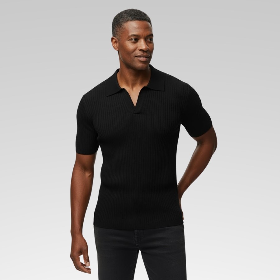 Men's Ribbed Knitted Polo