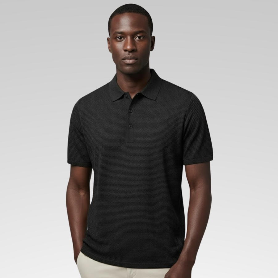 Men's Textured Knit Polo Shirt