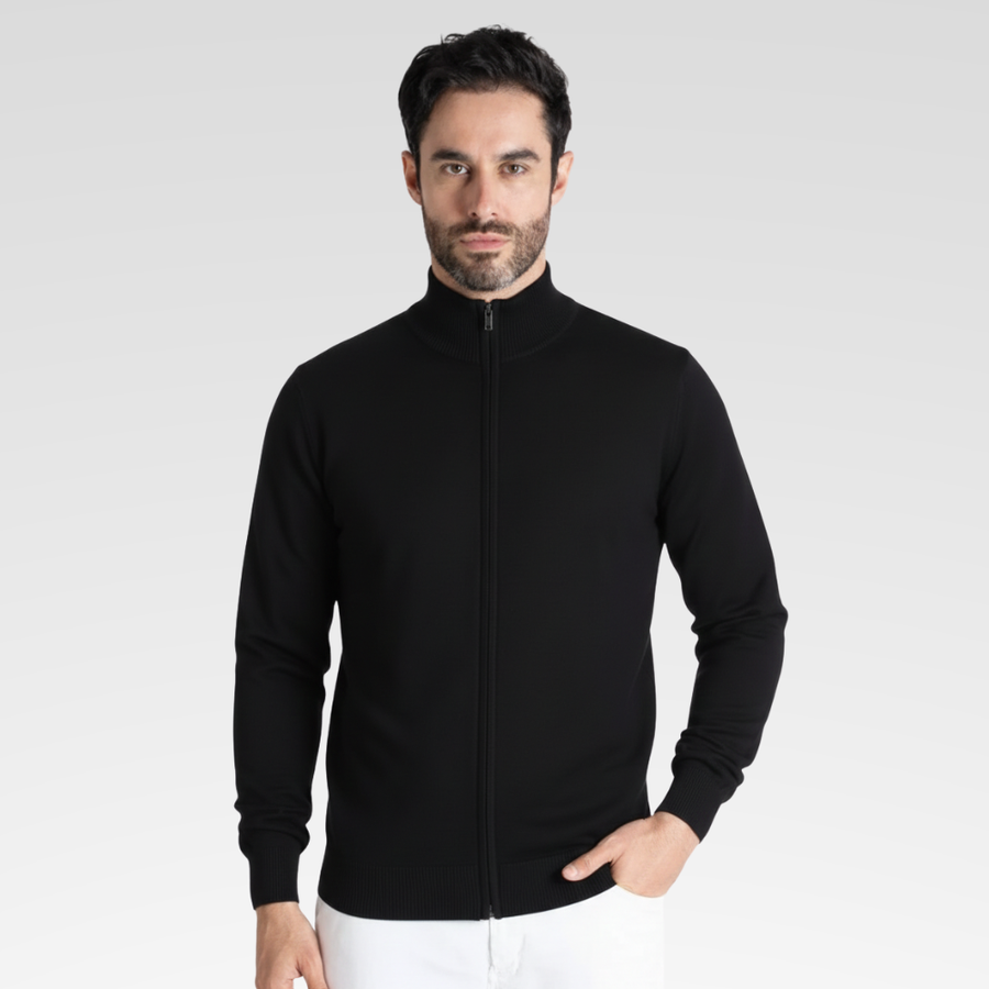 Men's Zip-Front Funnel-Neck Jumper