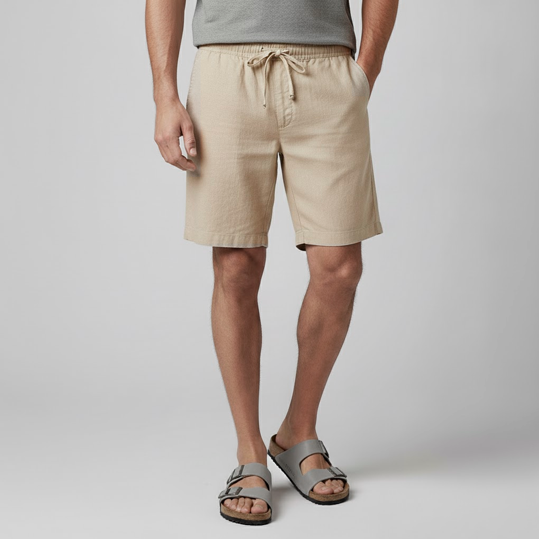 Men's Capri Linen-Blend Shorts – Beige