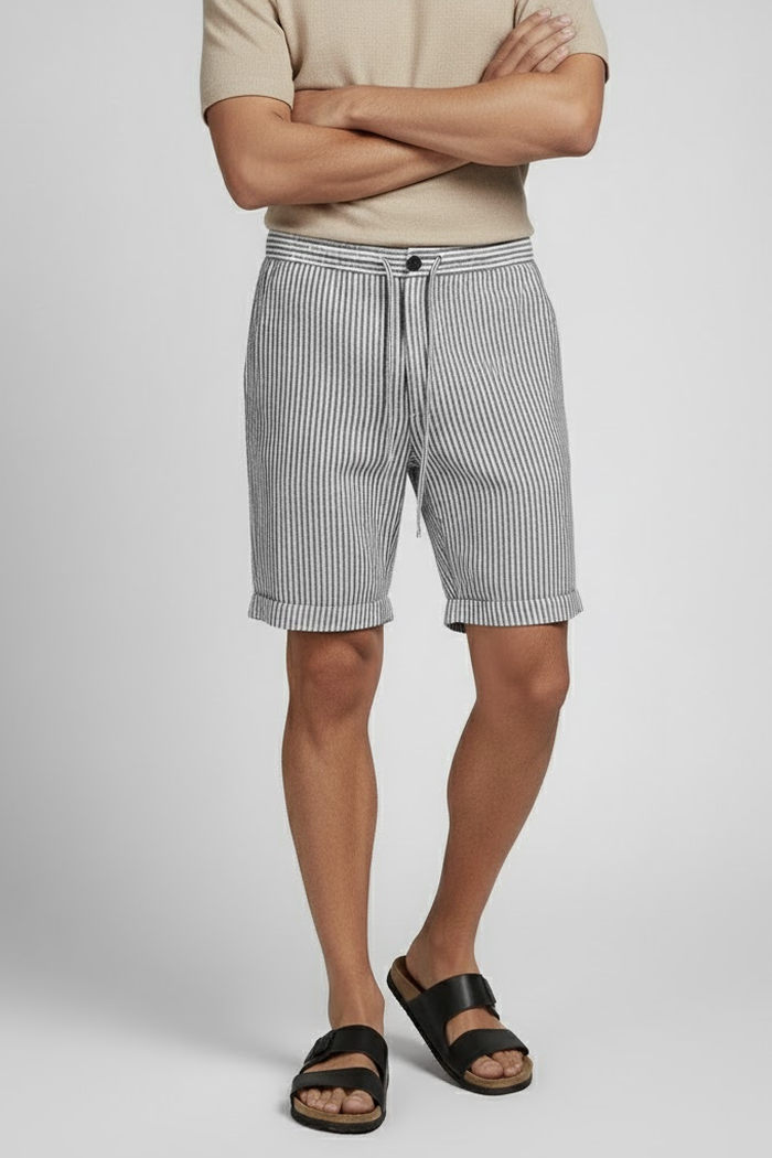 Men's Striped Linen Shorts
