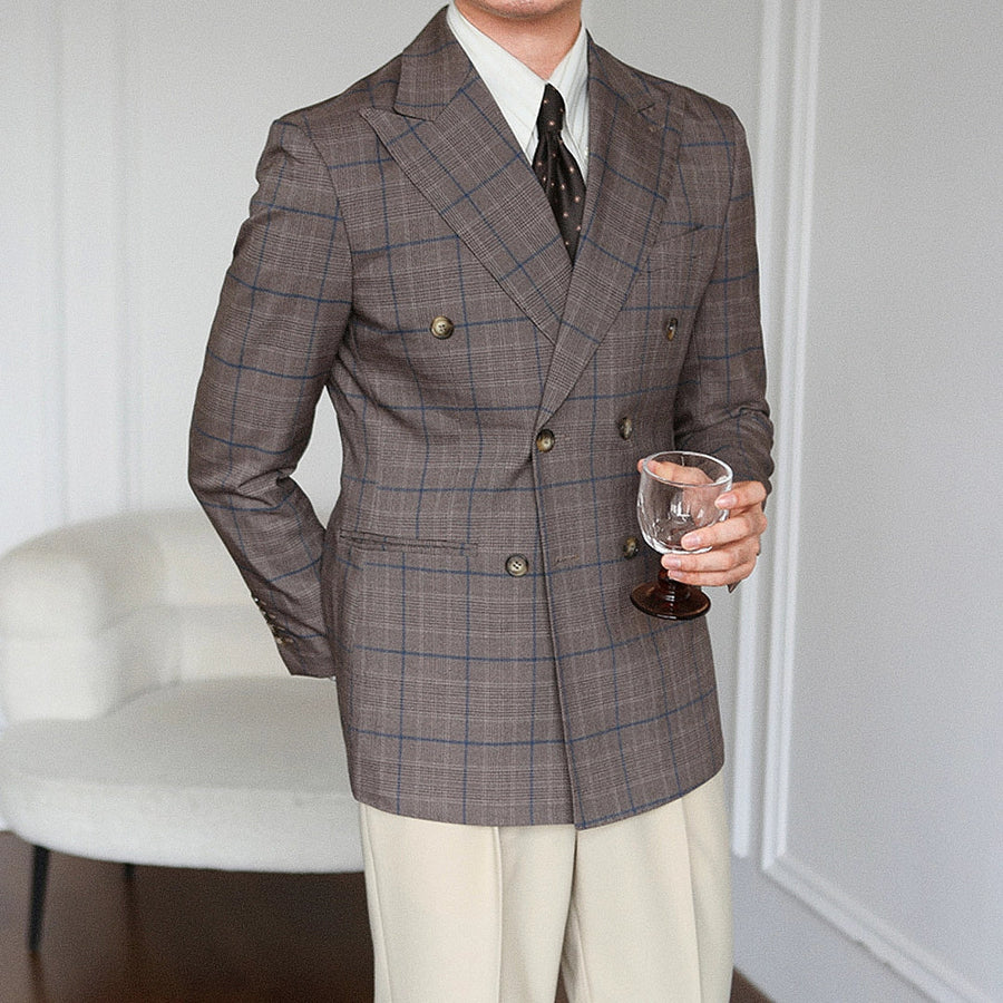 Men's Palermo Double-Breasted Check Blazer