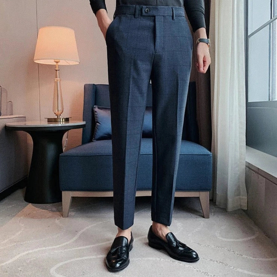 Men's Slim Check Tailored Trousers