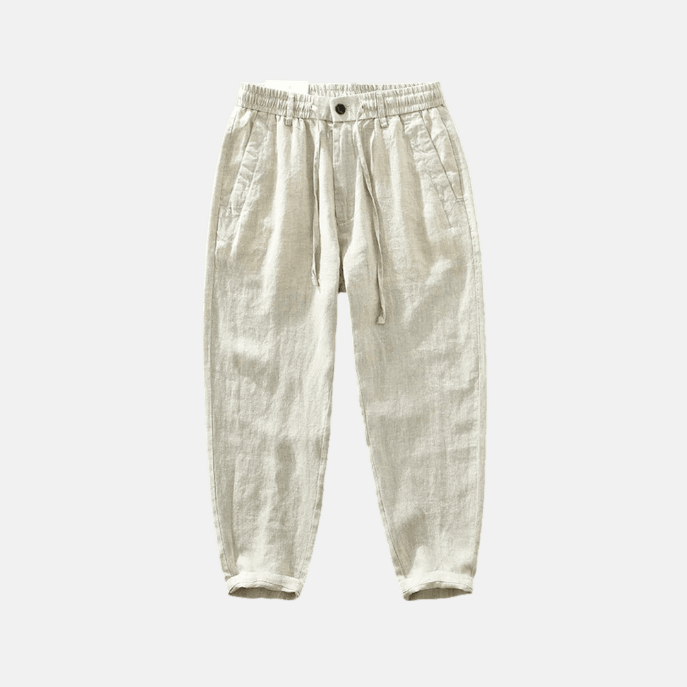 Men's San Marin Drawstring Linen Trousers – Off-White