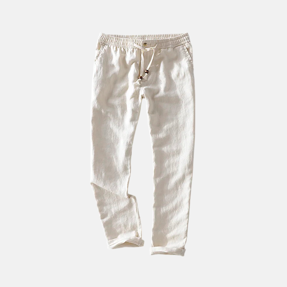 Men's Riviera Drawstring Linen Trousers – Beige